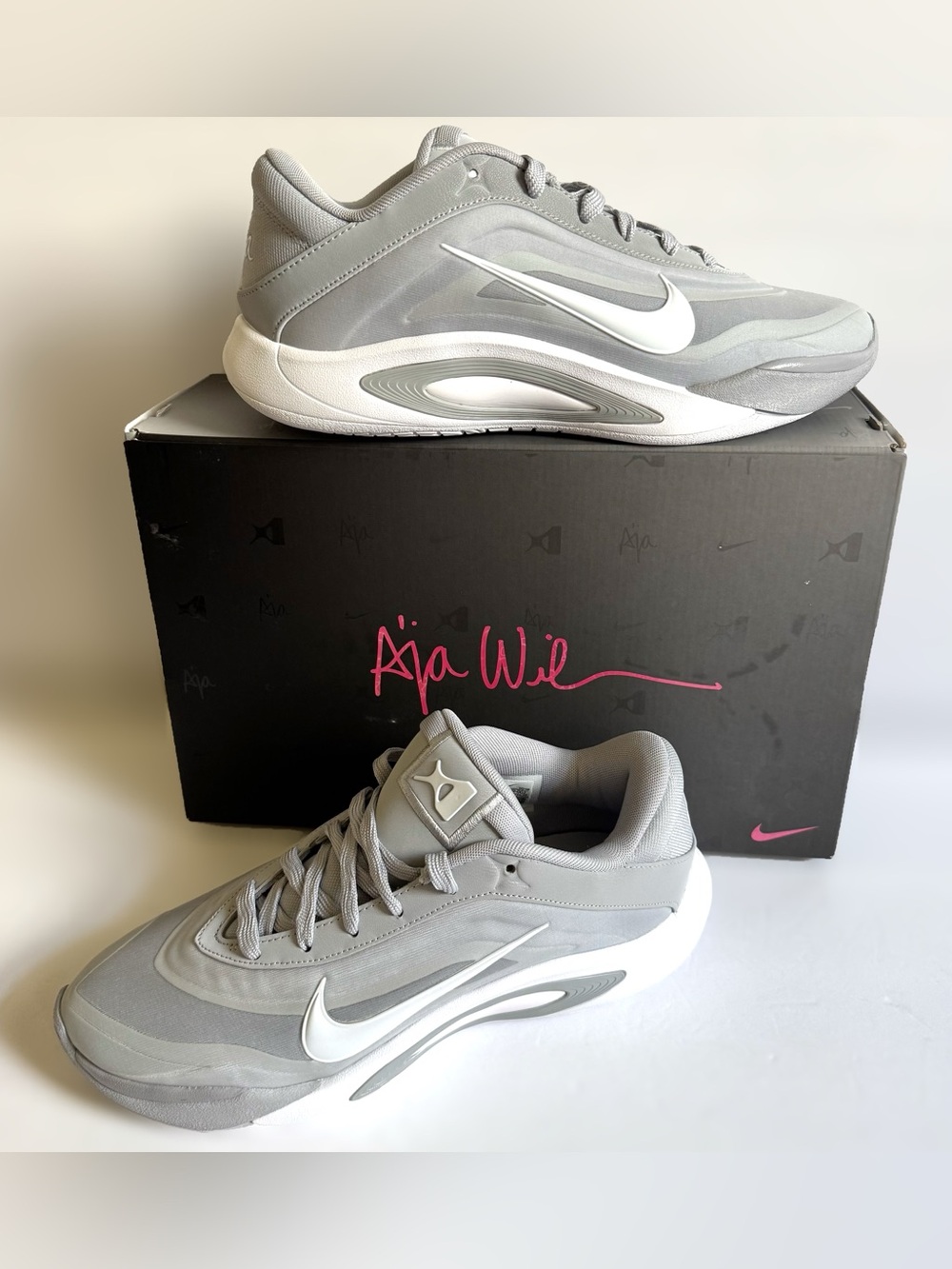 Nike A'ja Wilson A'One Tennis Shoes Sneakers 9 Wolf Grey White HQ8500-002